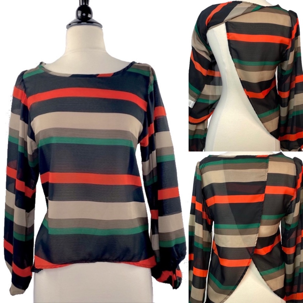 NBW Coco love sheer striped top with slit back